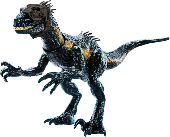 Jurassic World Dinosaurierfigur Indoraptor Track N Attack mit Ausrüstung für die Verfolgung und 3 An