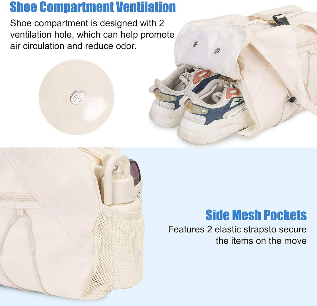 Sporttasche für Damen Yogatasche mit Schuhfach & Nassfach Reisetasche Tragetasche für Yogamatten Fre