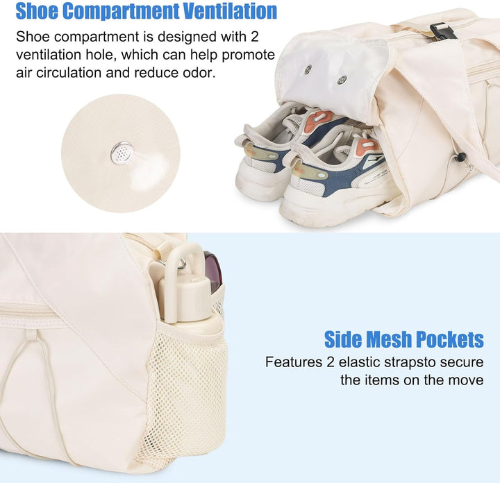 Sporttasche für Damen Yogatasche mit Schuhfach & Nassfach Reisetasche Tragetasche für Yogamatten Fre