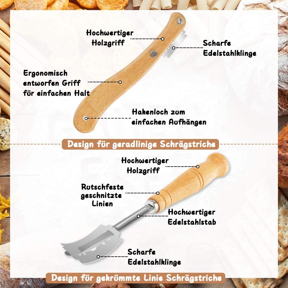 K KUMEED 27 Stück Bäckermesser Set, Broteinschneidemesser Bread Cutter Bäckermesser Brotbackmesser,