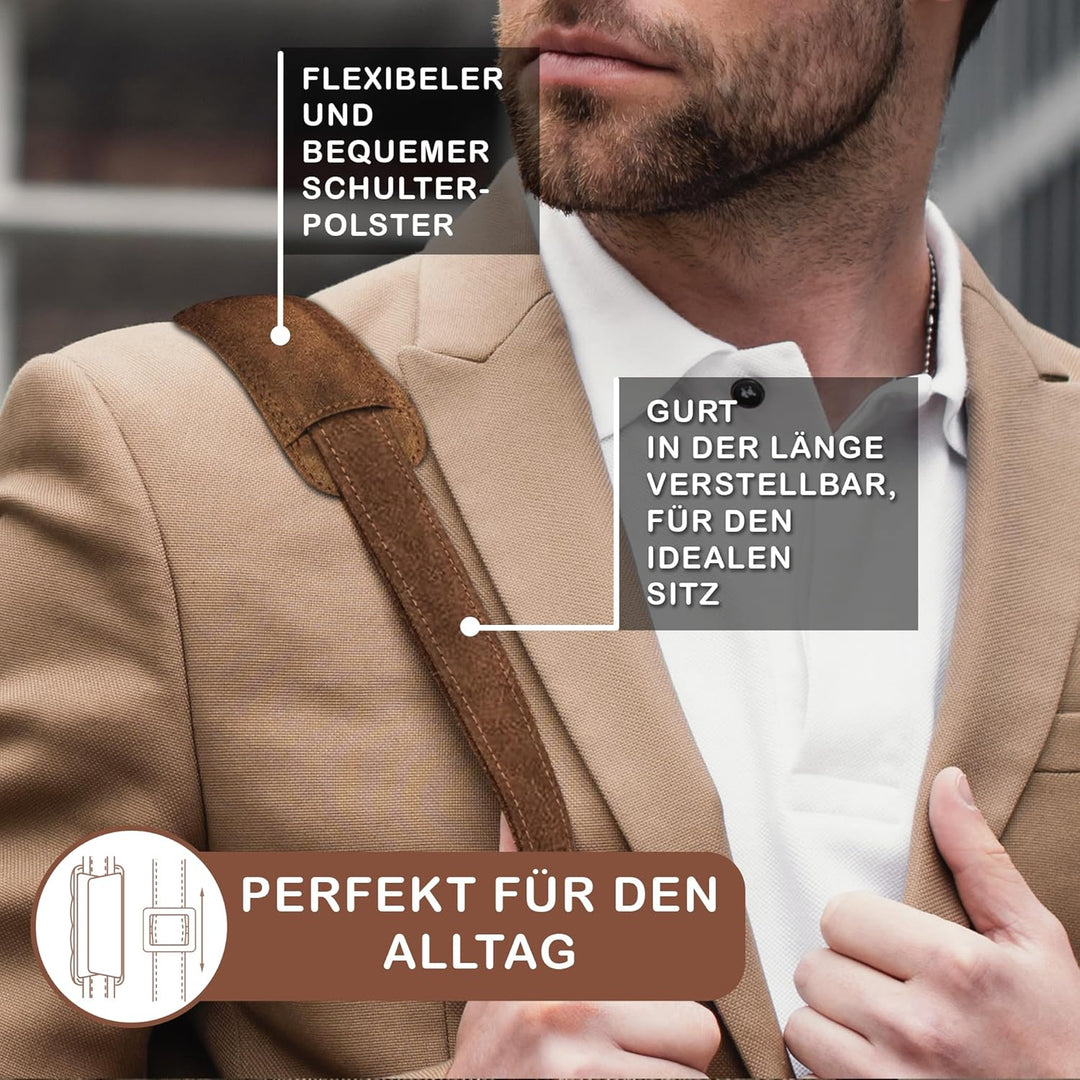 STILORD 'Oskar' Umhängetasche Laptoptasche 15 Zoll aus echtem Leder Messenger Bag Business Vintage L