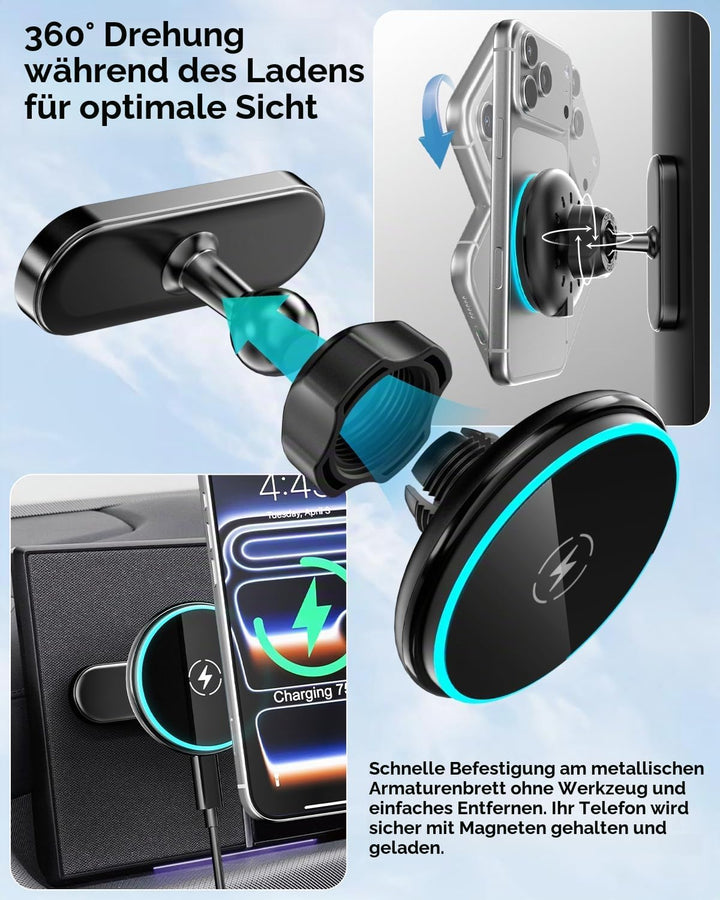 Qi2-15W Magnetische Handyhalterung mit Ladestation für Hyundai Ioniq 5/5N 2022-2025, Ioniq 9 2026, K
