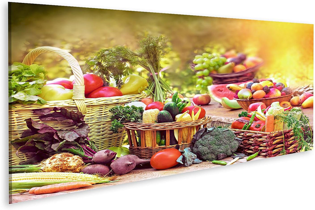 islandburner Bild auf Leinwand Frisches Bio Obst Und Gemüse Küchenbild Bilder Wandbilder Poster Lein