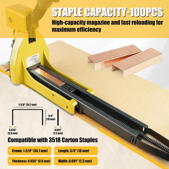 KIMSING Handtacker HB3518 16 Gauge,Tacker für Holz Pappkartons,34,7 mm Krone,18 mm Länge,Kartonversc