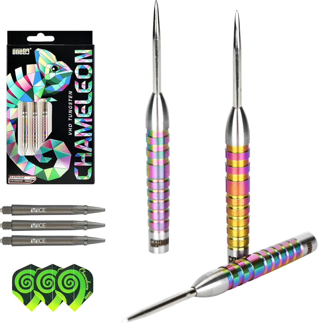 ONE80 Steel Darts Chameleon VHD Steeltip Dart – Hochwertige Steeldarts mit Präzisionsgriff und Chame