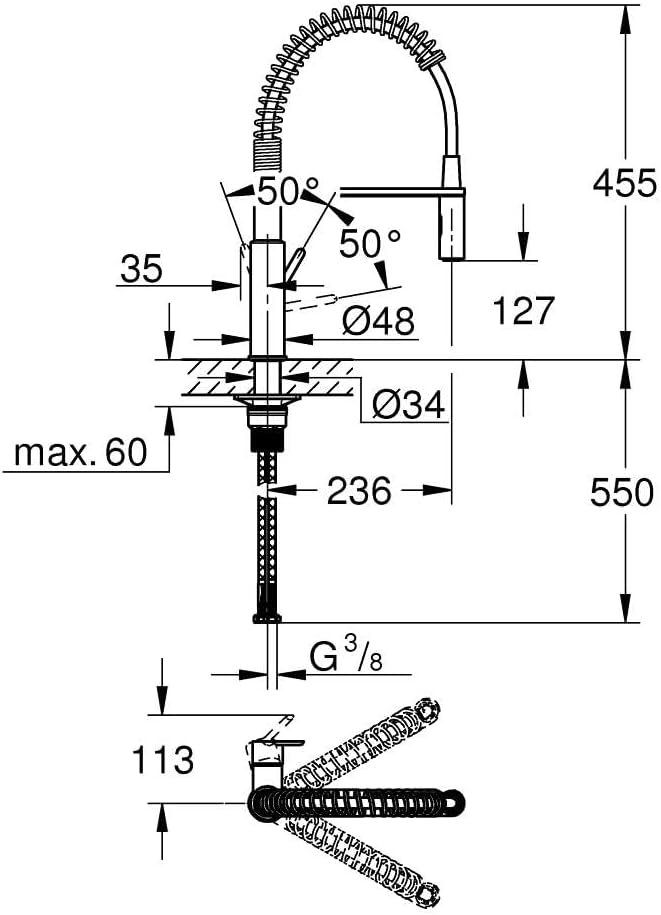 Grohe Get | Küchenarmatur - Einhand-Spültischbatterie, mit herausziehbarer Brause & integrierter Mag
