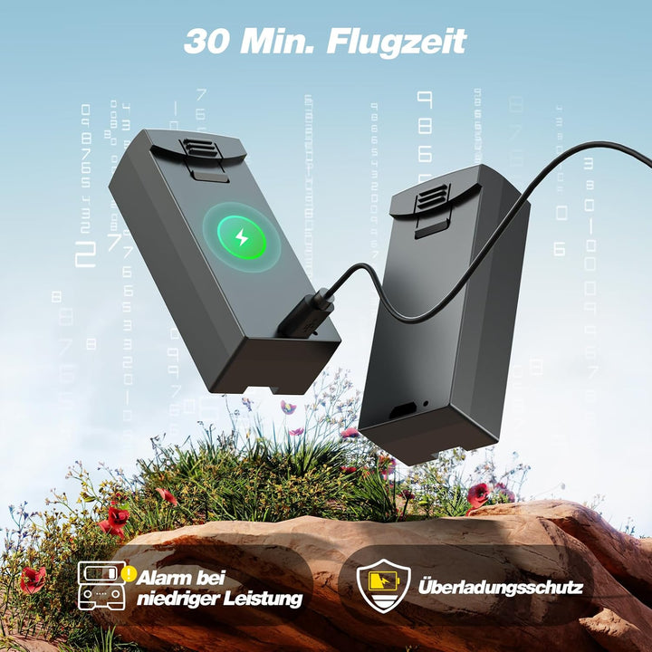 DEERC Drohne mit Kamera 1080P für Kinder, Anfänger, D20S RC Drohnen faltbar mit FPV Übertragung, 2 A