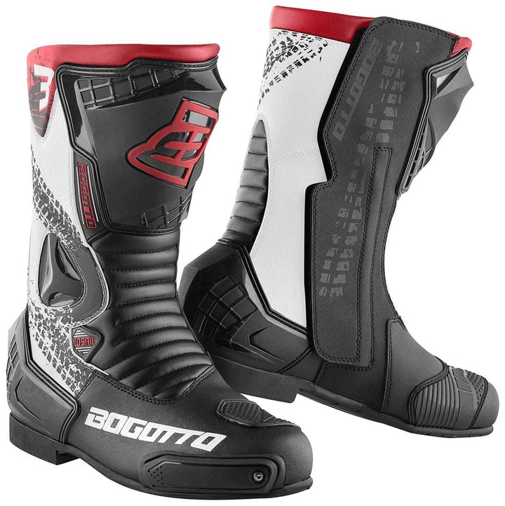 Bogotto Losail Evo Motorradstiefel, schwarz/weiss/rot, 48 Schwarz Weiss Rot 48 EU, Schwarz Weiss Rot