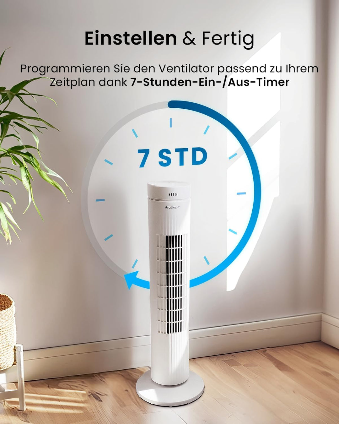 Pro Breeze™ Oszillierender Turmventilator, 79 cm Höhe, 70 Grad Oszillation, Säulenventilator mit 3 G