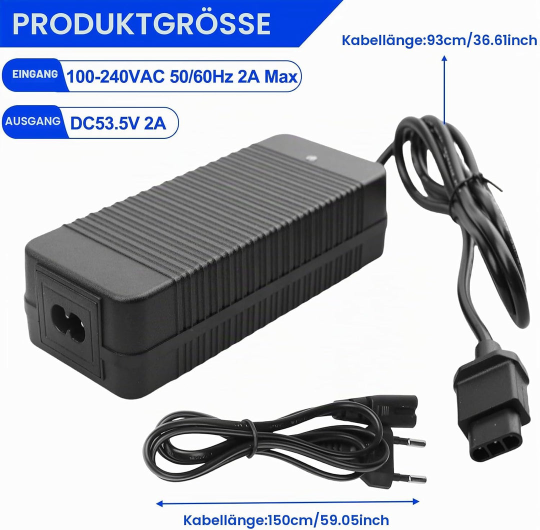 53.5V 2A Ladegerät für NIU KQI2 KQI3, Akku Elektroroller Lader, EU-Stecker Scooter Ladegerät für KQi