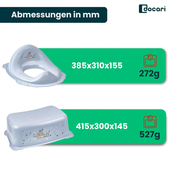 Toilettentrainer mit Treppe als Set Wahl blau – Toilettensitz Kinder und Stufenhocker für Kinder – T