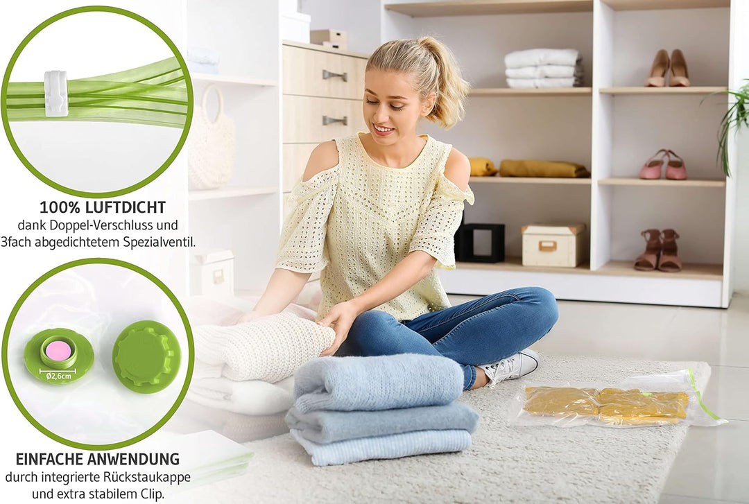 NORDIC® - Vakuumbeutel für Kleidung - 6x Grösse S (60x40cm) - BPA Frei - Inkl. Etiketten - klein - V