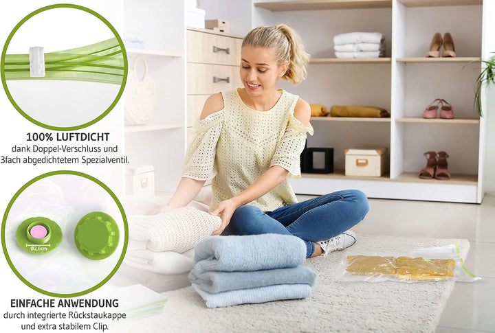 NORDIC® - Vakuumbeutel für Kleidung - 6x Grösse XL (100x80cm) - BPA Frei - Inkl. Etiketten - Vakuum