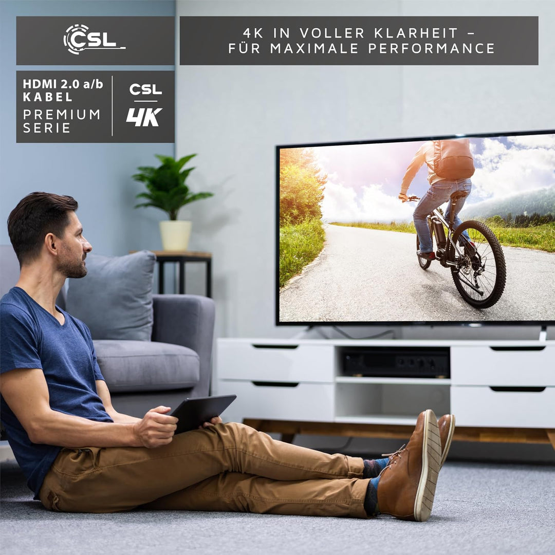 CSL - 4K HDMI Kabel 2.0 - 15m - Ultra HD @ 60Hz - High Speed Mit Ethernet - Full HD - 3D ARC CEC HDC