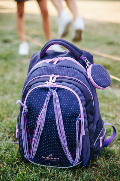 Walker 42011-074 - Schul-Rucksack Fame Twist Violett mit 3 Fächern, Seitentaschen und Gummiseil, Sch