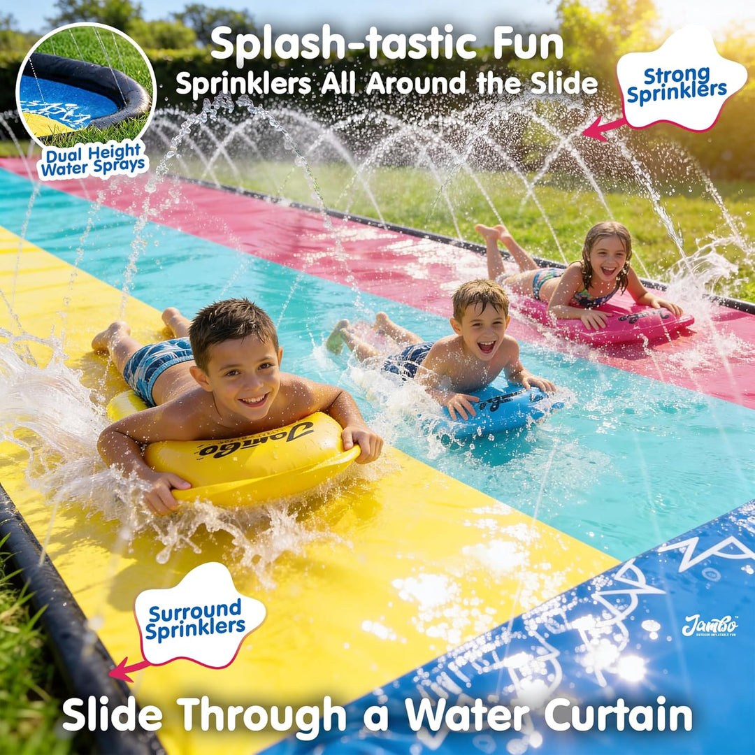 Jambo Premium XL 610cm Wasserrutsche mit 3 Bodyboards, robuste Wasserrutsche mit fortschrittlichem 3