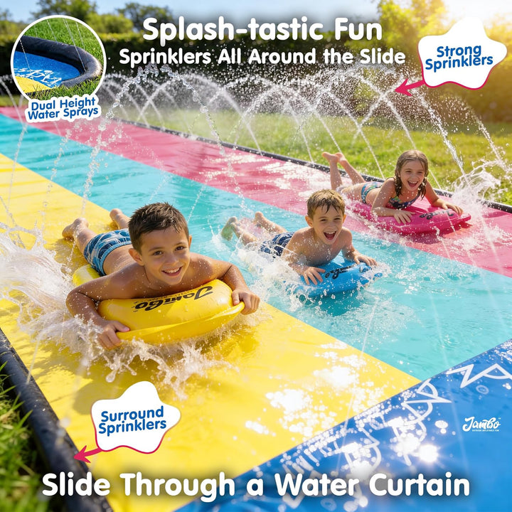 Jambo Premium XL 610cm Wasserrutsche mit 3 Bodyboards, robuste Wasserrutsche mit fortschrittlichem 3