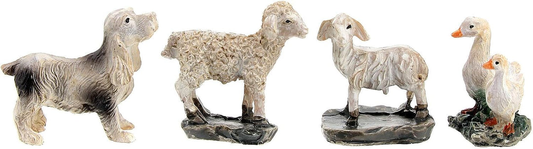 Holyart Weihnachtskrippen: Set aus Tieren aus Harz 12 Stück, für 10 cm Krippe