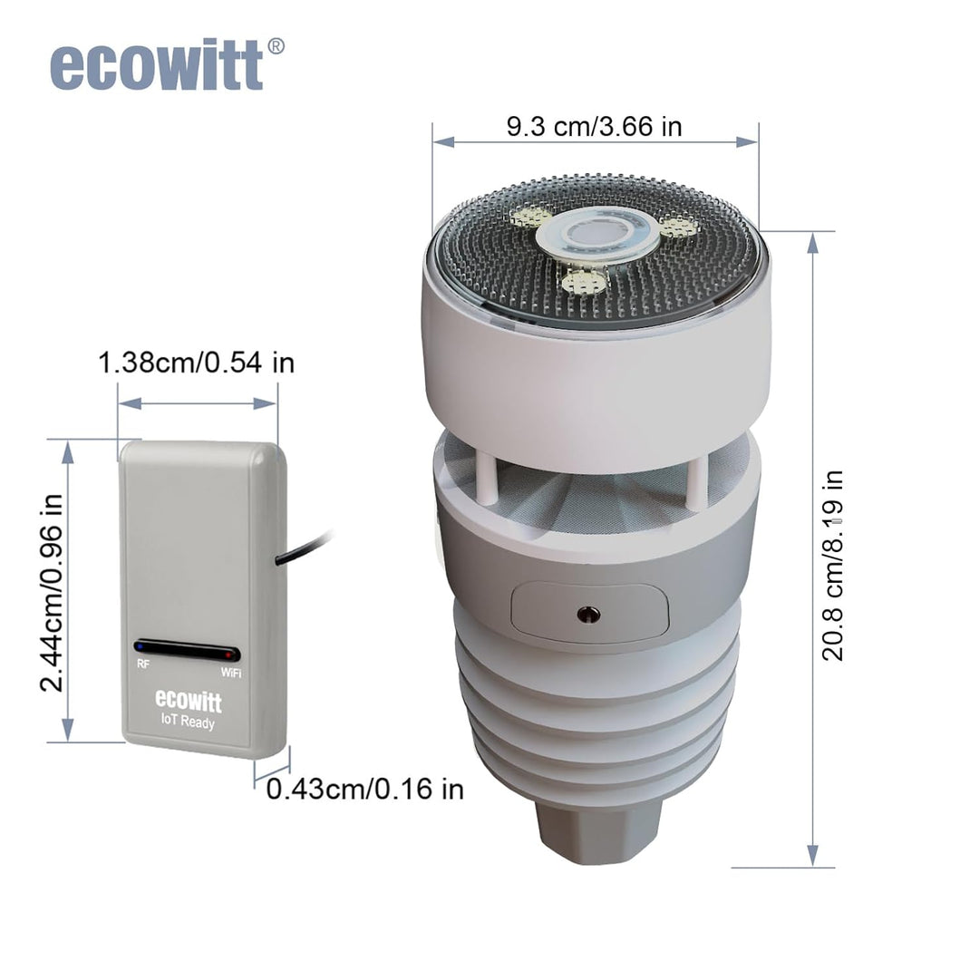 ECOWITT GW1210 WIFI Wetterstation, Gateway GW1200 + WS90 7 in 1 Aussensensor,Innentemperatur/Feuchte