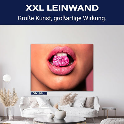 wandmotiv24 Leinwandbild 260 g/m² - Kunstdruck auf Leinwand - Wandkunst - Wandbild mit Frauen Lippen