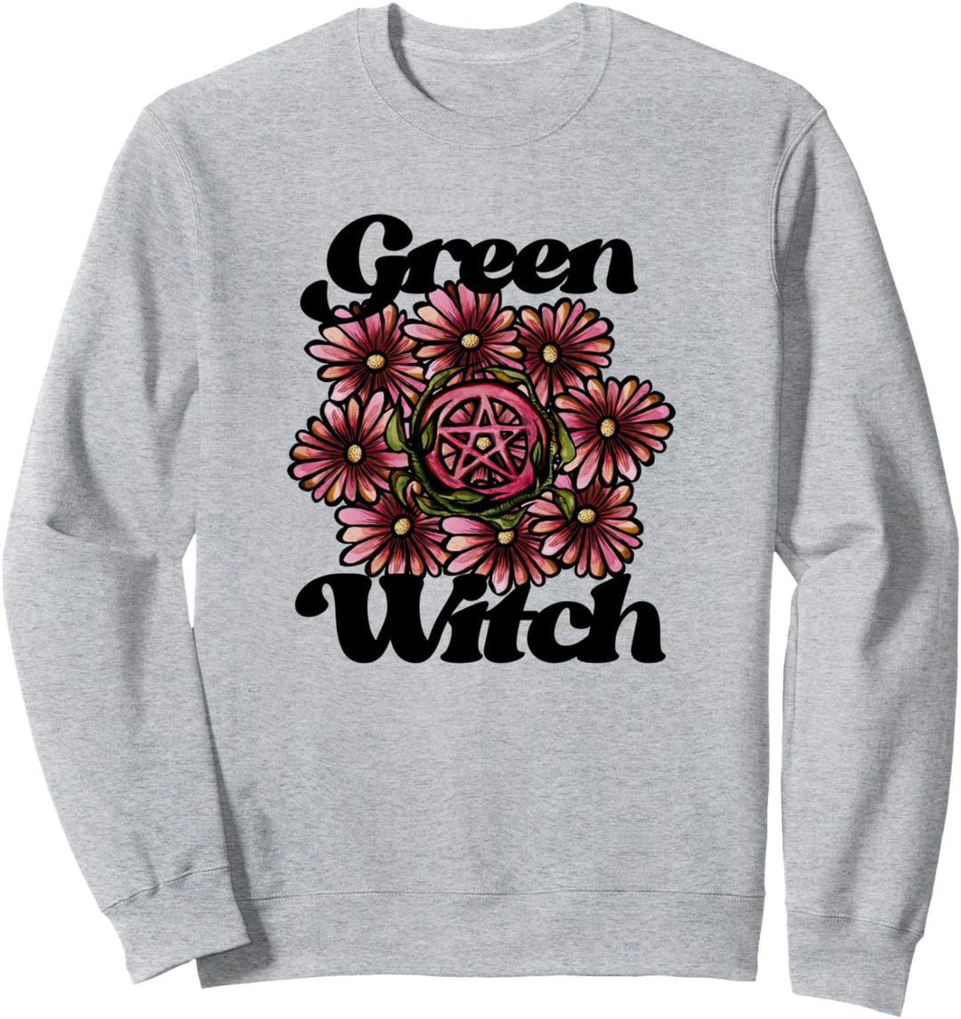 Grüne Hexe Herbst Pentagramm Kunst heidnischer Stolz Sweatshirt