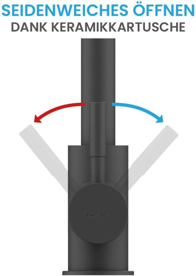 Bächlein Küchenarmatur Gleno (matt schwarz) – Einhand-Spültischbatterie aus Edelstahl mit 360° schwe