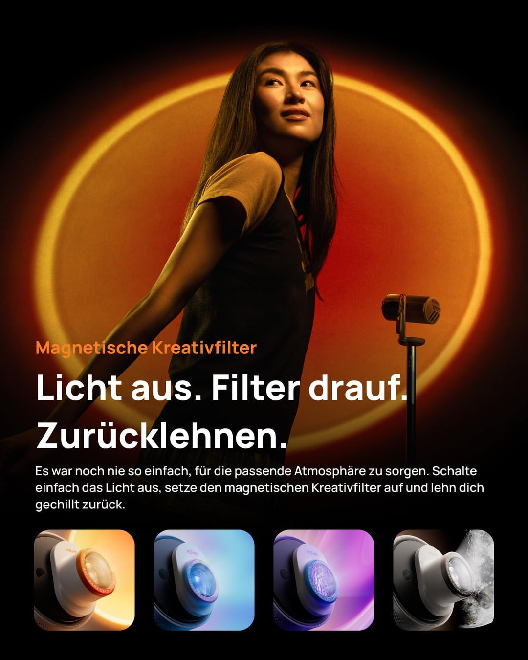 XGIMI MoGo 4 Laser Mini Beamer Set mit Akku – Smart Outdoor Heimkino mit PowerBase-Ständer, 5h Laufz