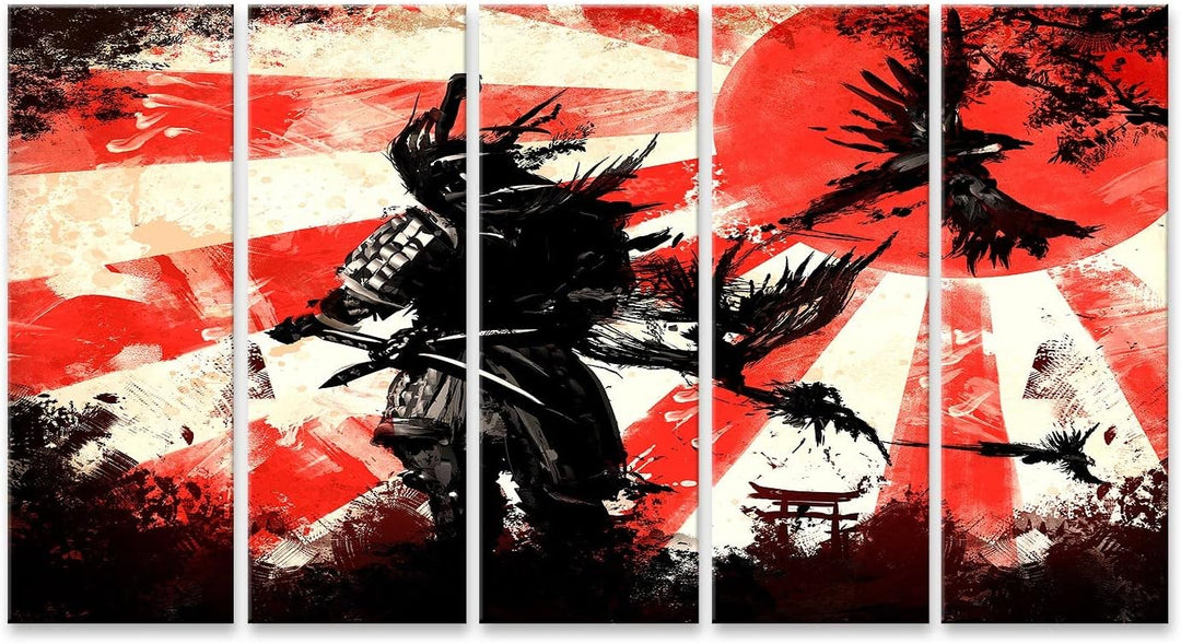 islandburner Bild auf Leinwand Samurai Kämpfer Krieger Vor Dem Hintergrund Eines Hellen Sonnenunte B