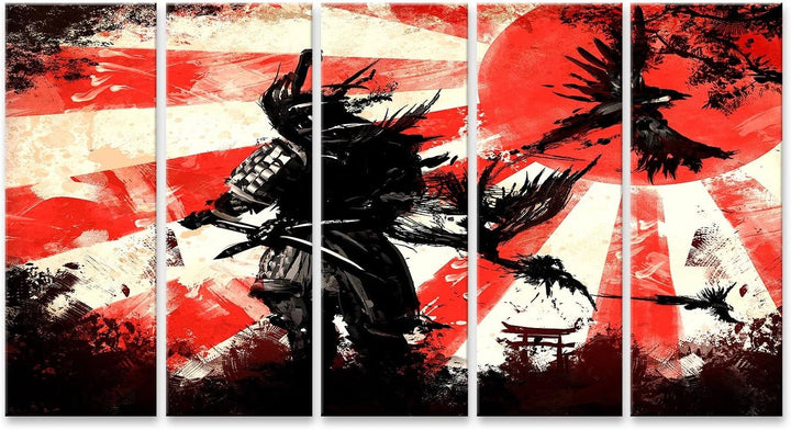 islandburner Bild auf Leinwand Samurai Kämpfer Krieger Vor Dem Hintergrund Eines Hellen Sonnenunte B