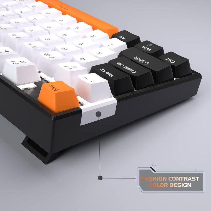 MageGee 75% Mechanische Gaming-Tastatur mit gelbem Schalter, LED-weisse Hintergrundbeleuchtung, 87 T