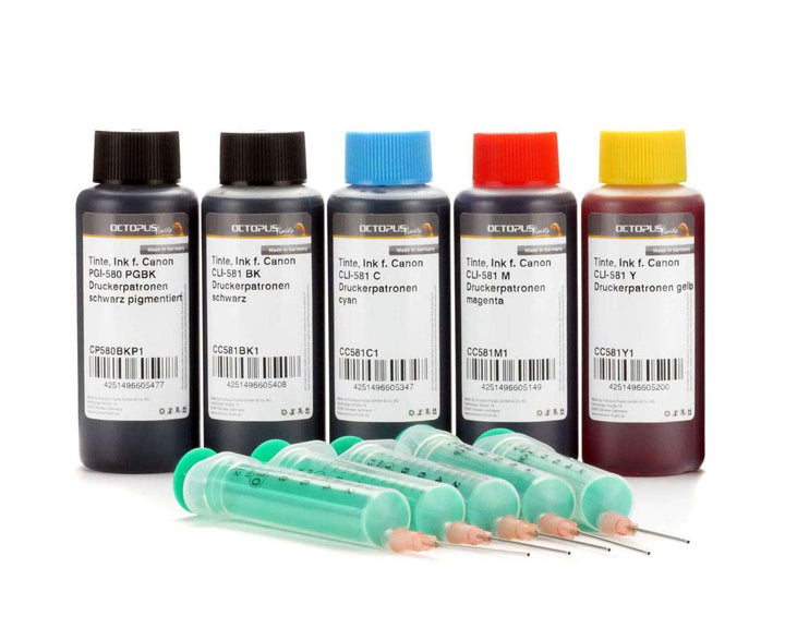Nachfülltinten Set für Canon PGI-580 und CLI-581, Foto Blau 5x 100 ml, 5x 100 ml