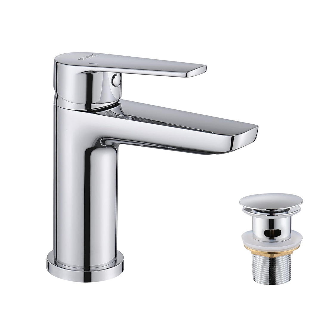 Decaura Waschtischarmatur mit G1' 1/4 pop-up Ablauf, Messing Wasserhahn Bad mit Auslauf Höhe 94 mm,