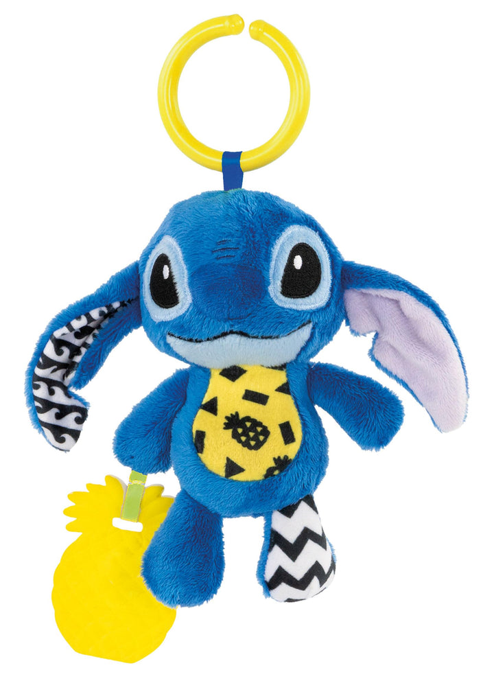 Clementoni Disney Plüsch-Stitch für unterwegs - Weiches Hänge-Spielzeug mit multisensorischen Elemen