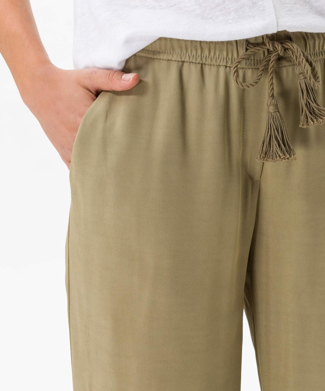 BRAX Damen Style Maine S Verkürzte Leinenhose Hose 38W / 32L Khaki, 38W / 32L Khaki