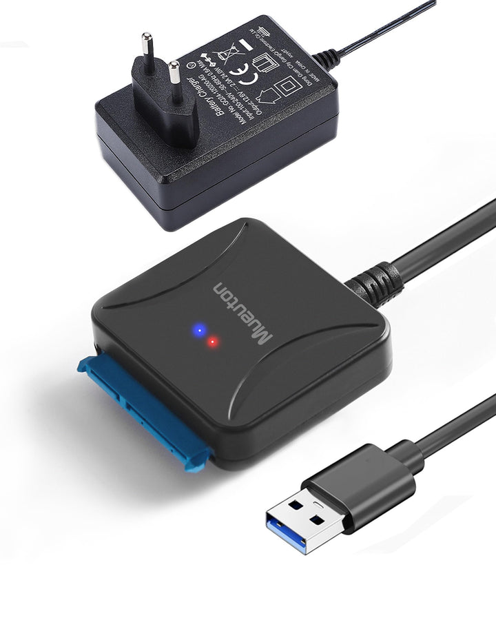 Mueuton SATA USB Adapter, USB 3.0 auf SATA III Festplattenadapter für 2,5 Zoll / 3,5 Zoll HDD/SSD Fe
