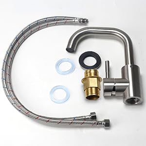 Minnhua Wasserhahn Bad Edelstahl, Waschtischarmatur 360° Drehbar, Armatur Badezimmer mit Schlauch, M