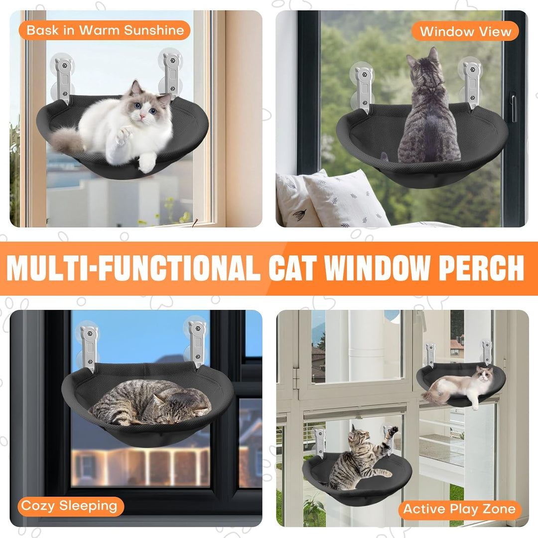 Homegroove Katzenfenster-Sitzplatz, 45 x 30 Zentimeter Faltbare Katzenhängematte für Fenster mit sta