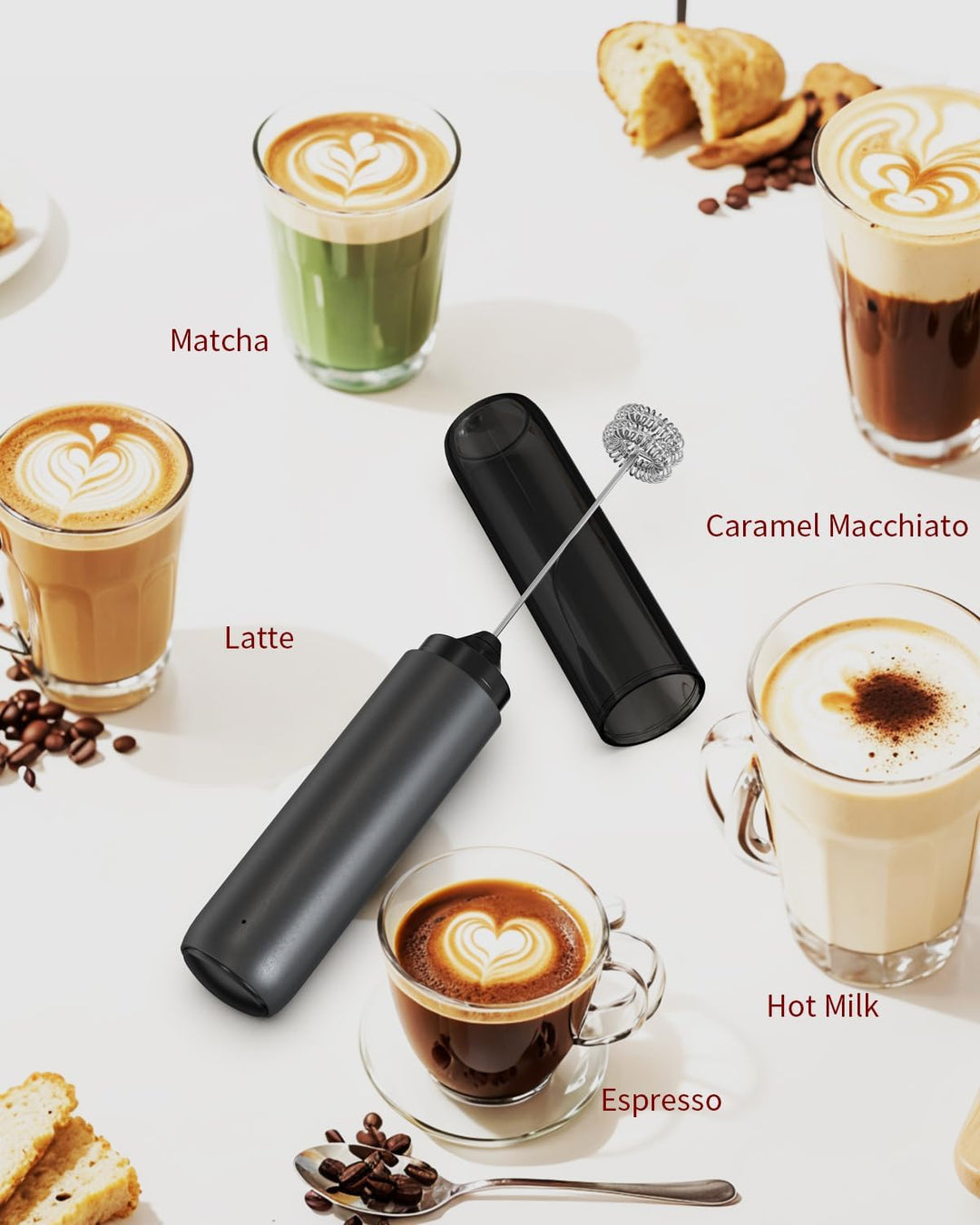 CIRCLE JOY Wiederaufladbarer Milchaufschäumer Handheld, Elektrischer Kaffee-Aufschäumer, Tragbarer H
