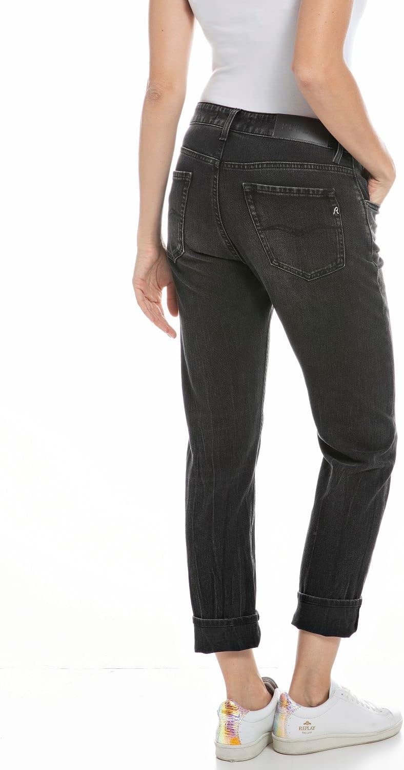 Replay Damen Jeans Marty Boyfit Recycled mit Stretch 24W / 30L Black Delavé 099, 24W / 30L Black Del