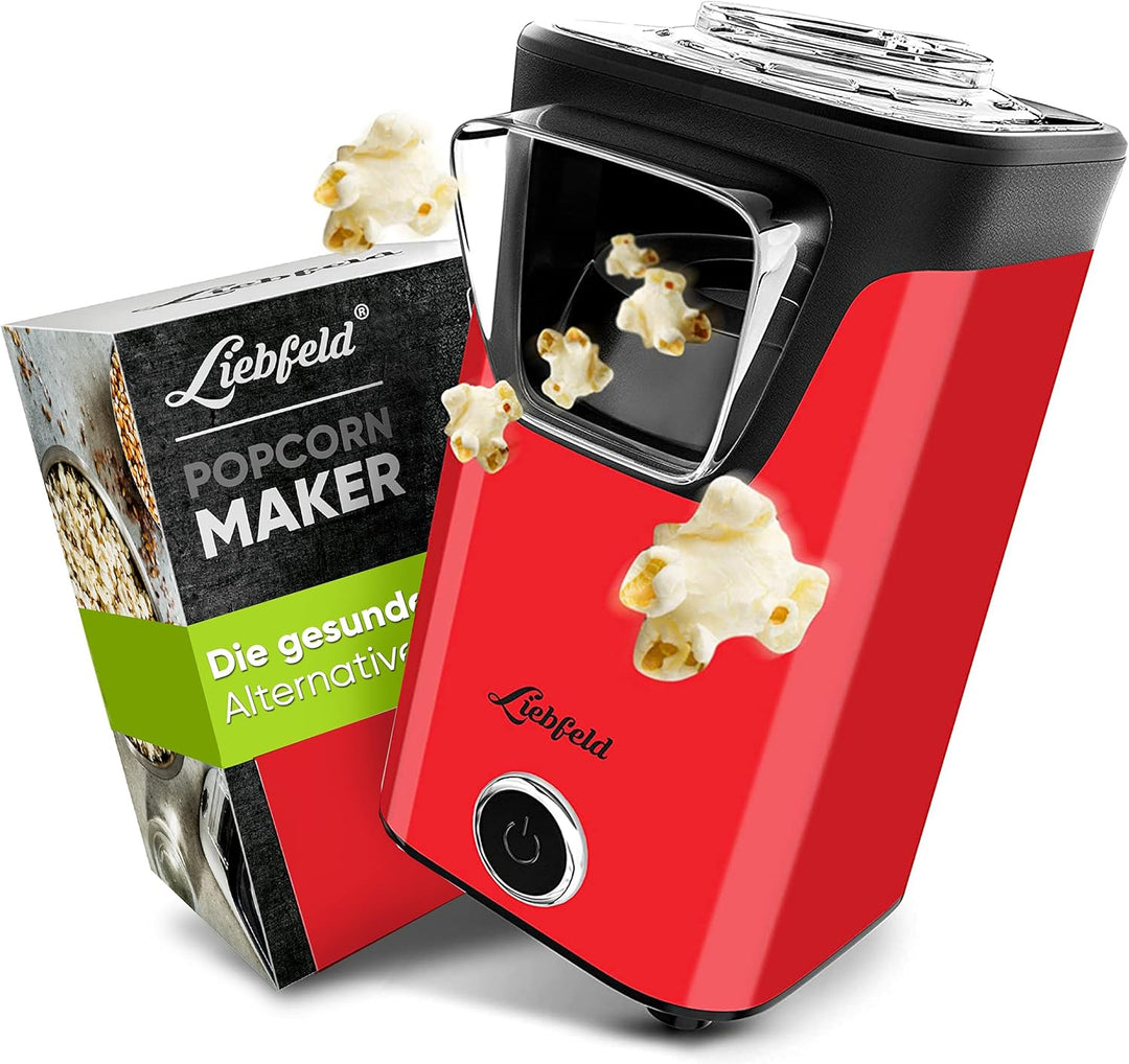 Liebfeld Popcornmaschine - Heissluft Popcorn Maker ohne Fett & Öl - Retro Küchen Gadget für Pop Mais