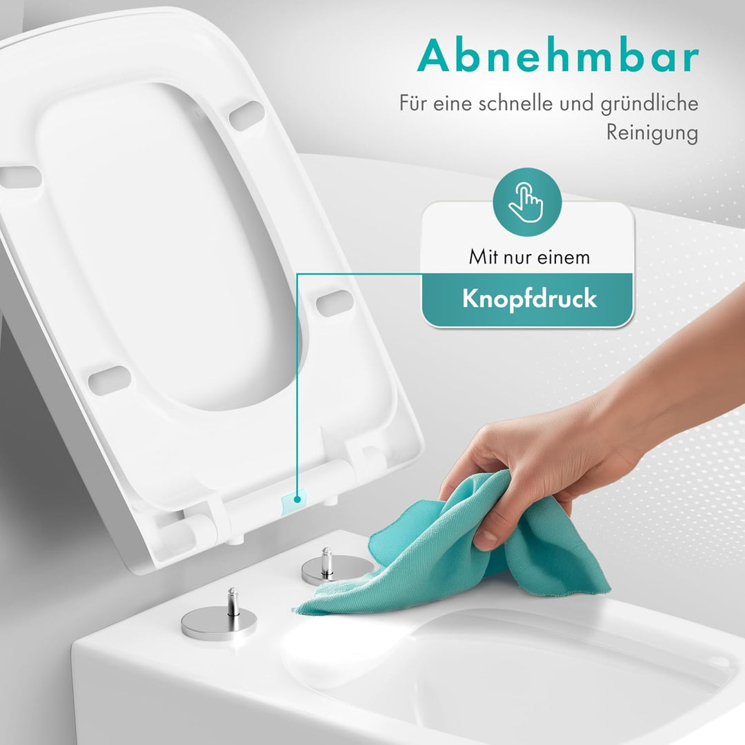 Engelbach® Toilettendeckel mit Absenkautomatik (Einfache Montage) Antibakteriell dank Urea-Duroplast
