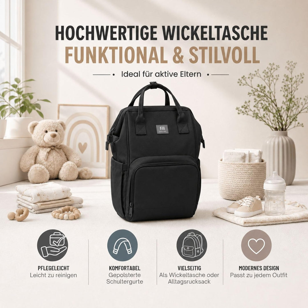 Fillikid Wickelrucksack Barcelona | Geräumiger & stylischer Rucksack mit vielen Fächern, isoliertem