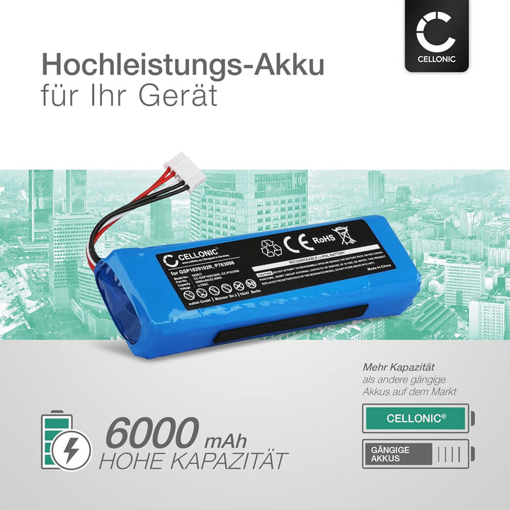 CELLONIC 1x Akku für Lautsprecher Kompatibel mit JBL Charge 2, Charge 2 Plus, Charge 3 (2015), GSP10