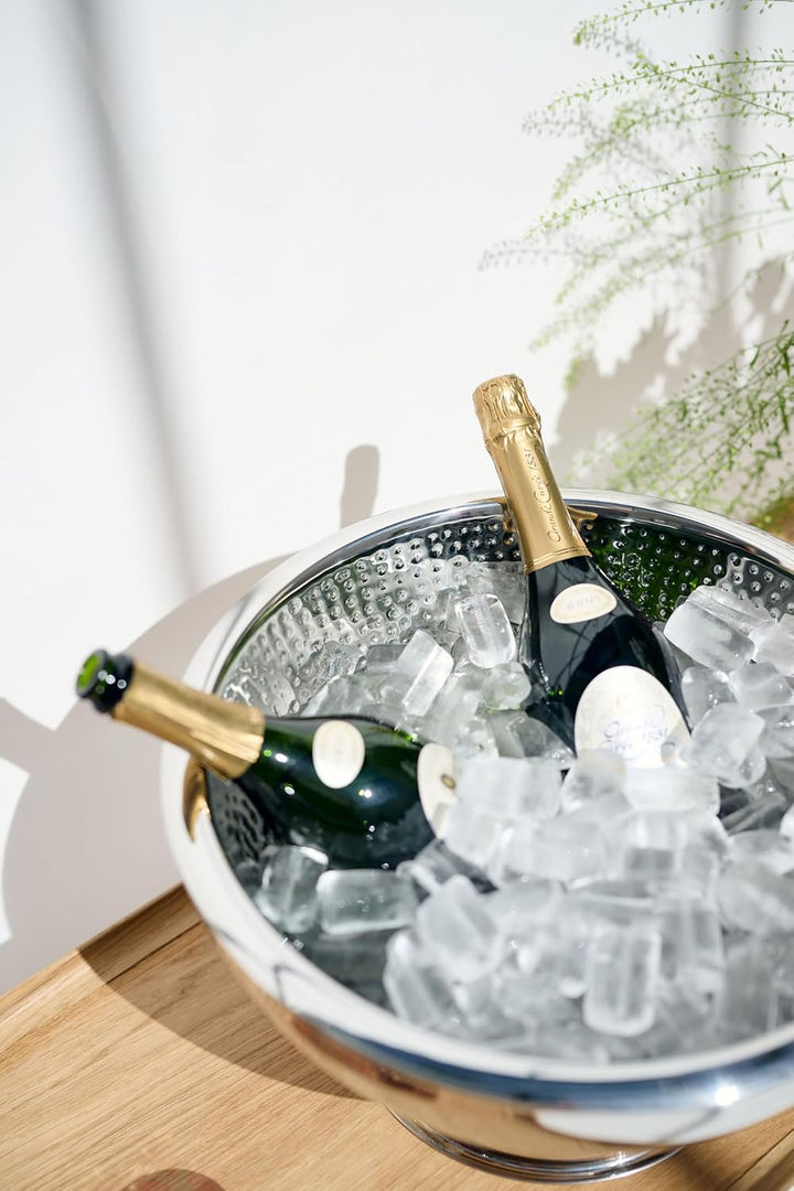 EDZARD Champagnerkühler Cadiz (ø 43 cm, H 24 cm) Edelstahl hochglanzpoliert, innen gehämmert, doppel