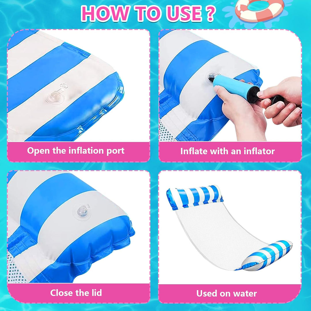 2 Stück Luftmatratze Pool, 4 In 1 Aufblasbare Wasserhängematte, Schwimmmatte Pool Matratze, Zusammen