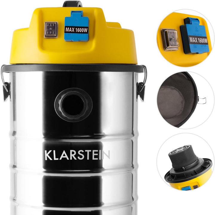 Klarstein Reinraum - Nasssauger , Trockensauger , Industriesauger , 1800 W , 30 L Edelstahl-Behälter
