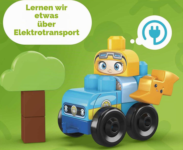 MEGA HCG36 Bloks Grüne Stadt Bauen &amp; Lernen Öko-Haus-Bausatz, 92 grosse Bausteine 2 Figuren, 2 Fahrr
