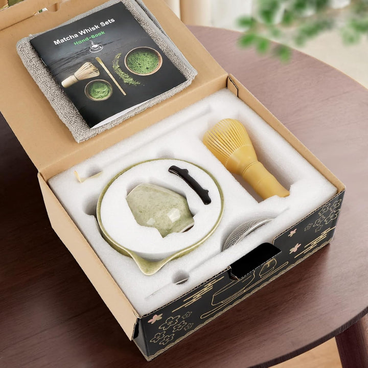 Matcha Set Japanisches Matcha Set mit Matcha Besen, Matcha Schale aus Keramik, Matcha Löffel, Harz M