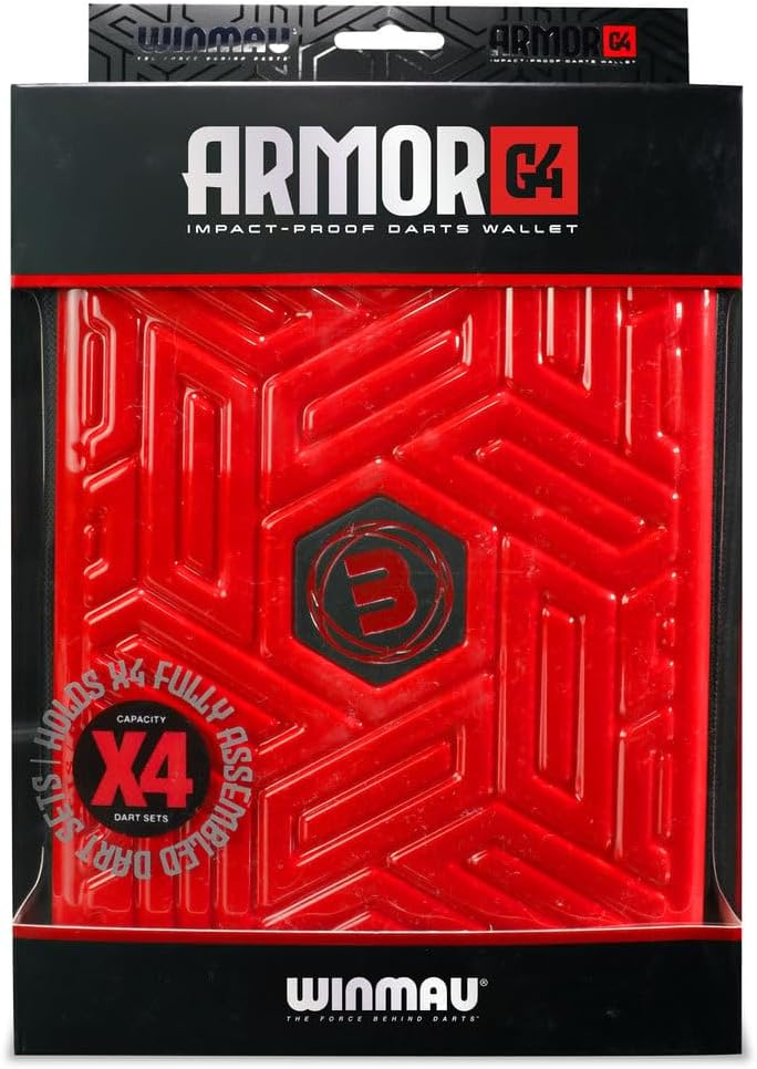 WINMAU Armor G4 Darts Geldbörse - Rot Darts-Etui für komplett montierte Dart und Zubehör - Stossfest
