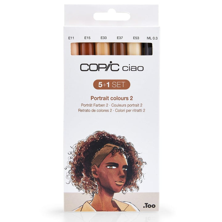 COPIC Ciao Marker Set 5+1 Portrait colours 2, Blisterpackung mit 5 Markern + 1 Multiliner 0,3 mm, fü